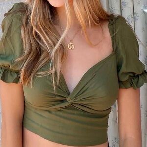 Urban Outfitters Sage Green Twist Crop Top